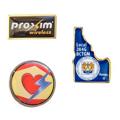 USA Made Metal Lapel Pin w/Epoxy Dome Full Color