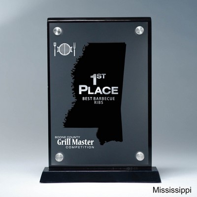 Frosted Lucite MS State Cutout on Risers Award