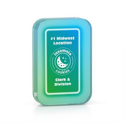 Rounded Acrylic Highlighter Award, Medium, Blue-Green Gradient